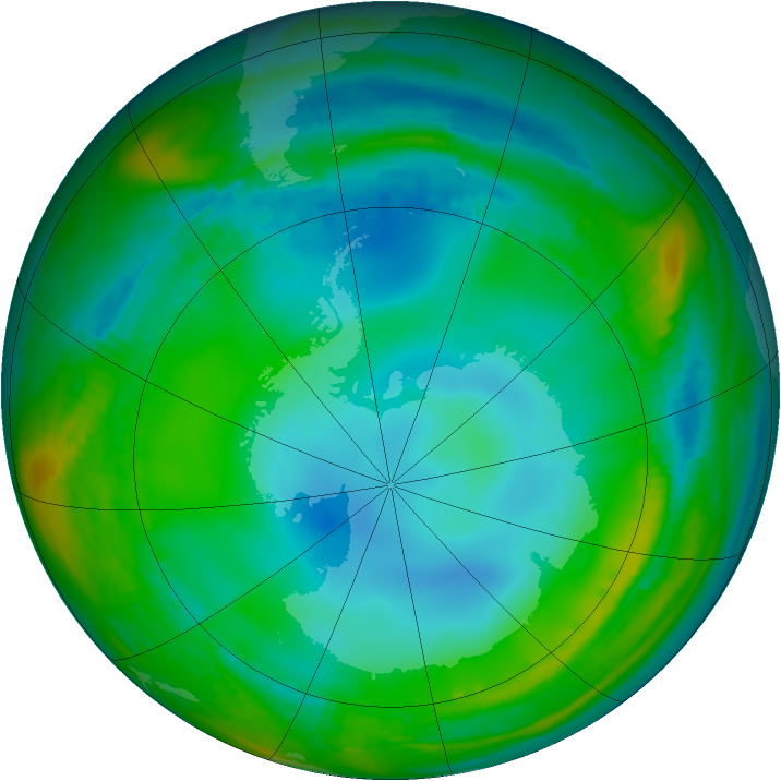 Antarctic ozone map for 24 June 1989
